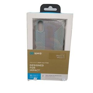 Speck Presidio Grip + Glitter case for iPhone XS/X Gray/Blue New Open Box